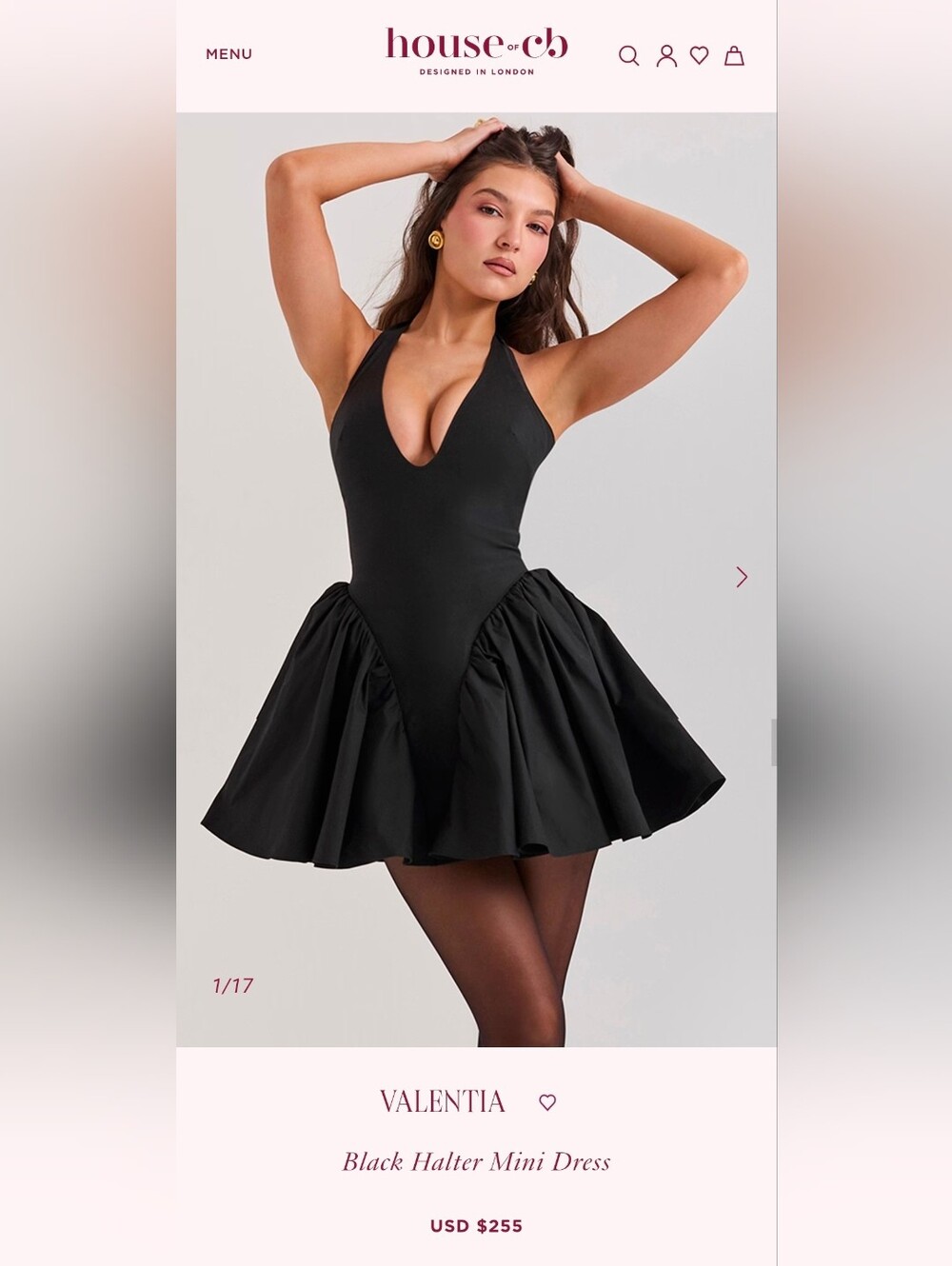 House of CB Valentia Black Halter Dress Size Medium Regular Length